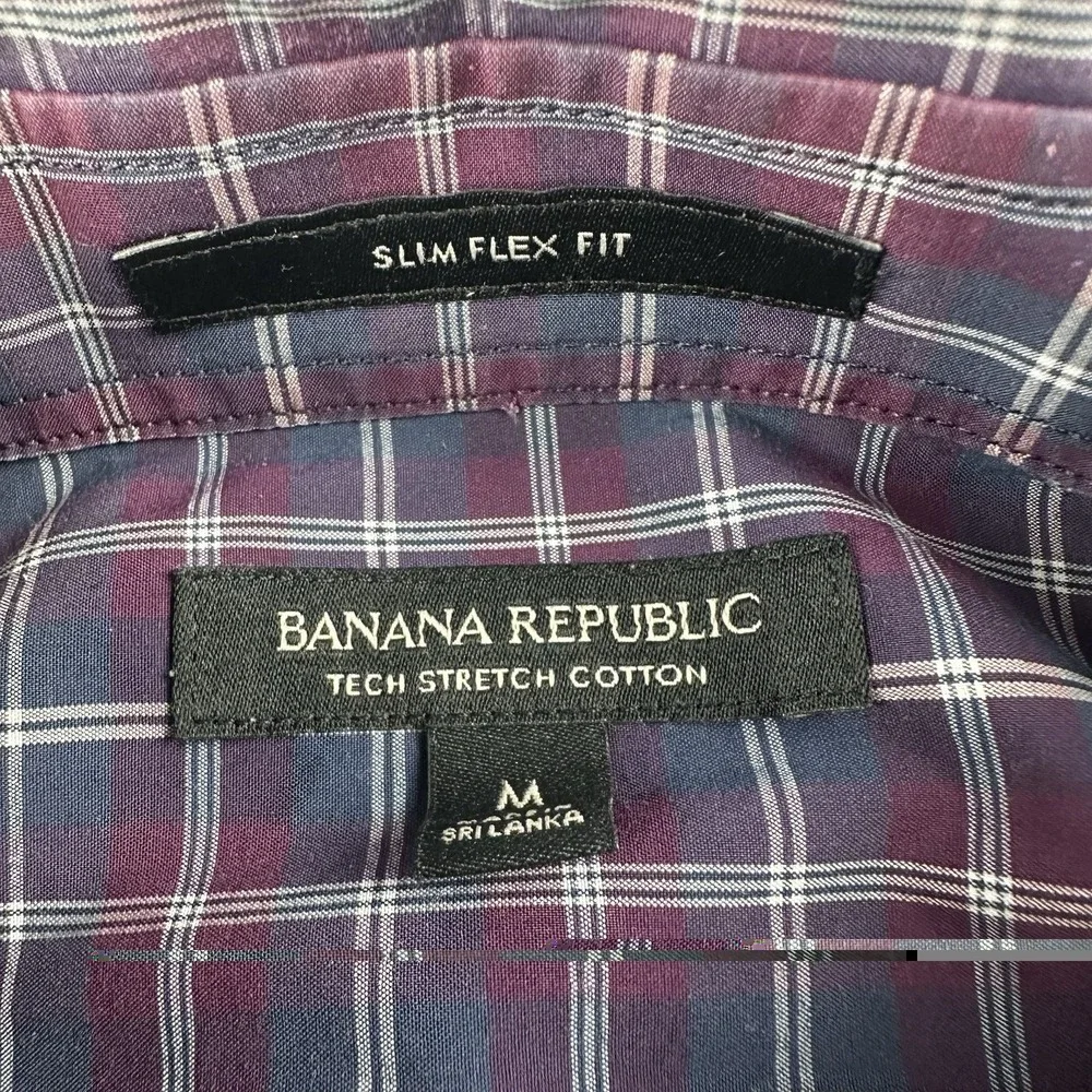 Banana Republic Men's Purple Slim Flex Fit Tech Stretch Cotton Shirt Size Medium